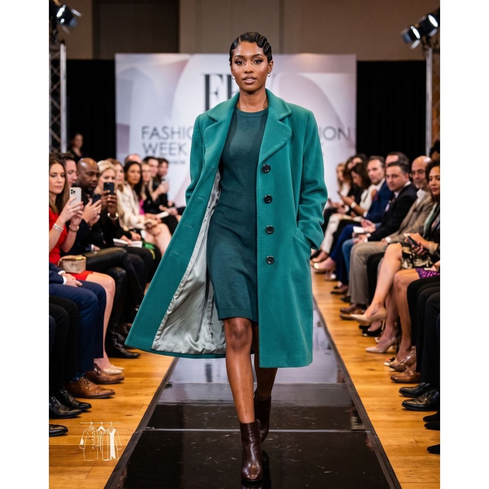 Virgin Snow Wool Blend Coat Womens Medium Teal Green Vintage Lined Long Jacket